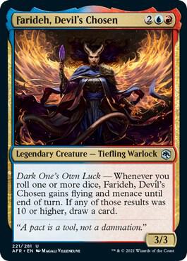Farideh, Devil's Chosen card from Adventures in the Forgotten Realms