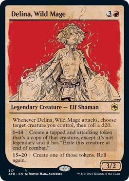 Delina, Wild Mage (Showcase) card from Adventures in the Forgotten Realms