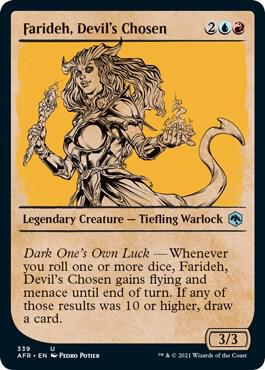 Farideh, Devil's Chosen (Showcase) card from Adventures in the Forgotten Realms