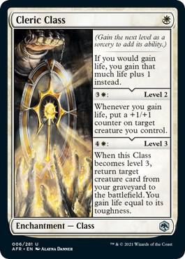 Cleric Class card from Adventures in the Forgotten Realms