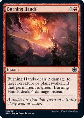 Burning Hands card from Adventures in the Forgotten Realms