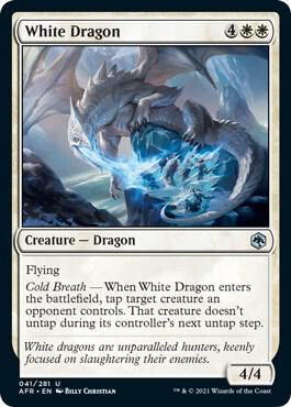White Dragon card from Adventures in the Forgotten Realms
