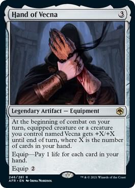 Hand of Vecna card from Adventures in the Forgotten Realms