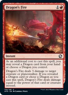 Dragon's Fire card from Adventures in the Forgotten Realms