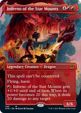 Inferno of the Star Mounts (Borderless) card from Adventures in the Forgotten Realms