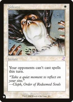 Silence card from The List Reprints