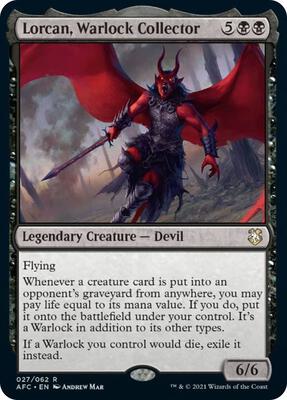 Lorcan, Warlock Collector card from Commander: Adventures in the Forgotten Realms