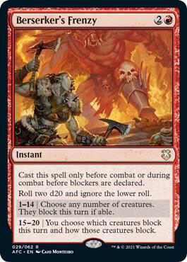Berserker's Frenzy card from Commander: Adventures in the Forgotten Realms