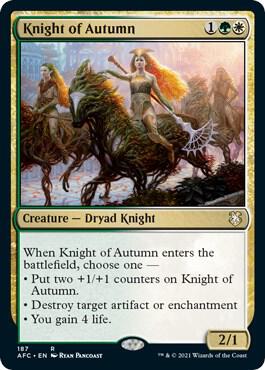 Knight of Autumn card from Commander: Adventures in the Forgotten Realms