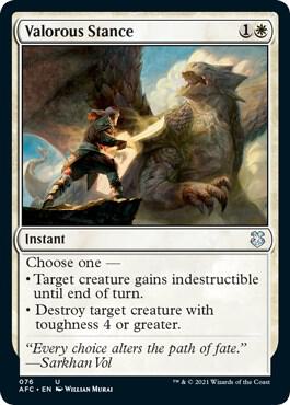 Valorous Stance card from Commander: Adventures in the Forgotten Realms