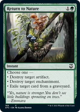 Return to Nature card from Commander: Adventures in the Forgotten Realms