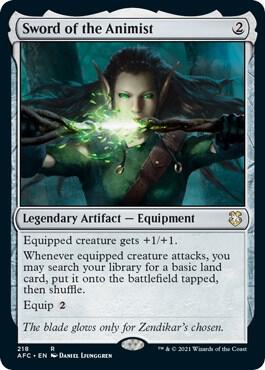 Sword of the Animist card from Commander: Adventures in the Forgotten Realms
