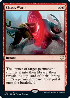 Chaos Warp card from Commander: Adventures in the Forgotten Realms