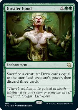 Greater Good card from Commander: Adventures in the Forgotten Realms