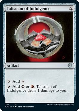 Talisman of Indulgence card from Commander: Adventures in the Forgotten Realms