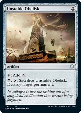 Unstable Obelisk card from Commander: Adventures in the Forgotten Realms