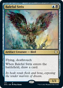 Baleful Strix card from Commander: Adventures in the Forgotten Realms