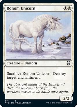 Ronom Unicorn card from Commander: Adventures in the Forgotten Realms