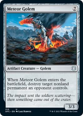 Meteor Golem card from Commander: Adventures in the Forgotten Realms