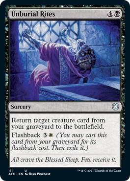 Unburial Rites card from Commander: Adventures in the Forgotten Realms
