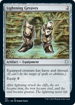 Lightning Greaves card from Commander: Adventures in the Forgotten Realms