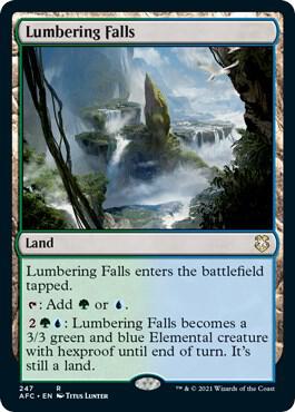 Lumbering Falls card from Commander: Adventures in the Forgotten Realms