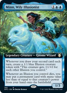 Minn, Wily Illusionist (Extended Art) card from Commander: Adventures in the Forgotten Realms