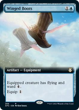 Winged Boots (Extended Art) card from Commander: Adventures in the Forgotten Realms