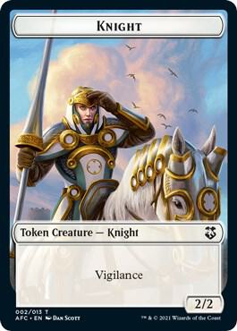 Knight // Saproling Double-Sided Token card from Commander: Adventures in the Forgotten Realms