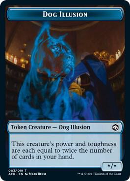 Dog Illusion // Emblem - Mordenkainen Double-Sided Token card from Adventures in the Forgotten Realms