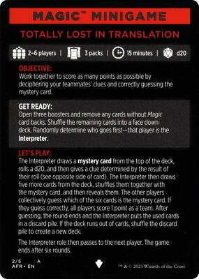 Magic Minigame: Totally Lost in Translation card from Adventures in the Forgotten Realms