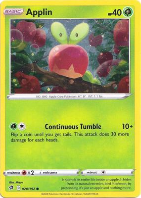 Applin - 020/192 (Cosmos Holo) card from Blister Exclusives