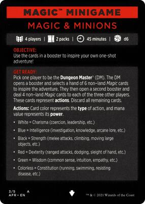 Magic Minigame: Magic & Minions card from Adventures in the Forgotten Realms