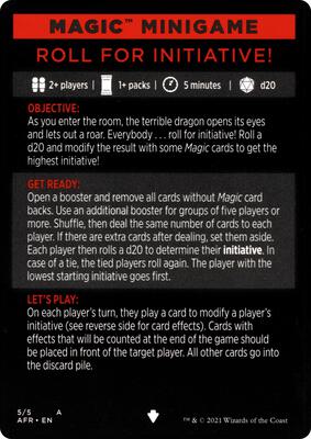 Magic Minigame: Roll for Initiative! card from Adventures in the Forgotten Realms