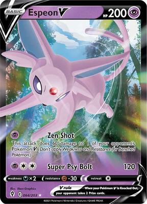 Espeon V card from SWSH07: Evolving Skies