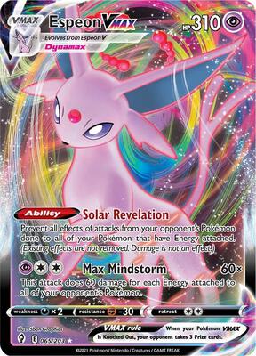 Espeon VMAX card from SWSH07: Evolving Skies