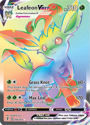 Leafeon VMAX (Secret) card from SWSH07: Evolving Skies