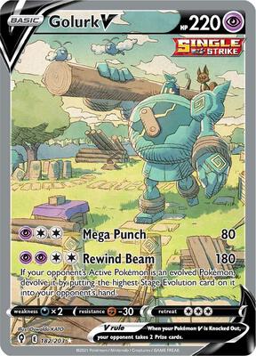 Golurk V (Alternate Full Art) card from SWSH07: Evolving Skies