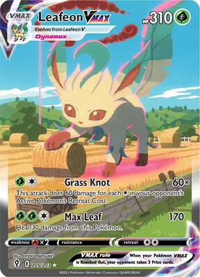 Leafeon VMAX (Alternate Art Secret) card from SWSH07: Evolving Skies
