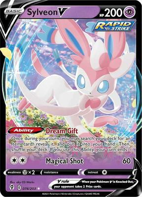 Sylveon V card from SWSH07: Evolving Skies