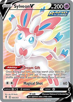 Sylveon V (Full Art) card from SWSH07: Evolving Skies