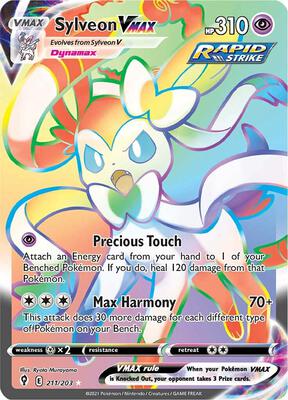 Sylveon VMAX (Secret) card from SWSH07: Evolving Skies