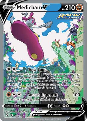 Medicham V (Alternate Full Art) card from SWSH07: Evolving Skies
