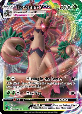 Trevenant VMAX card from SWSH07: Evolving Skies