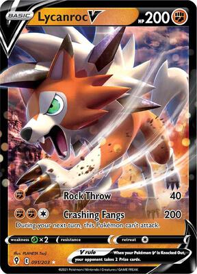 Lycanroc V card from SWSH07: Evolving Skies