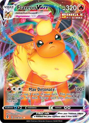 Flareon VMAX card from SWSH07: Evolving Skies