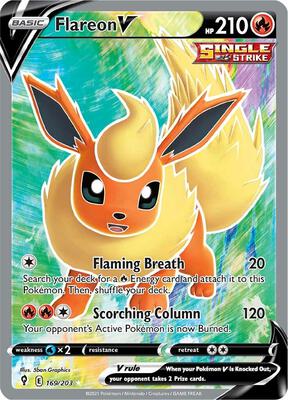 Flareon V (Full Art) card from SWSH07: Evolving Skies