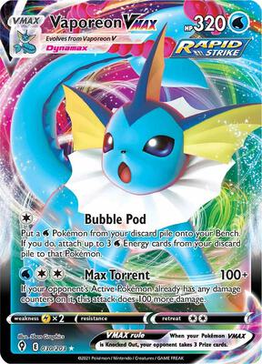Vaporeon VMAX card from SWSH07: Evolving Skies