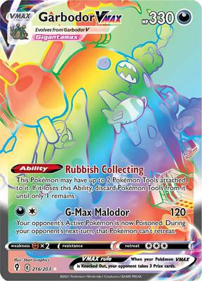 Garbodor VMAX (Secret) card from SWSH07: Evolving Skies