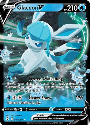 Glaceon V card from SWSH07: Evolving Skies